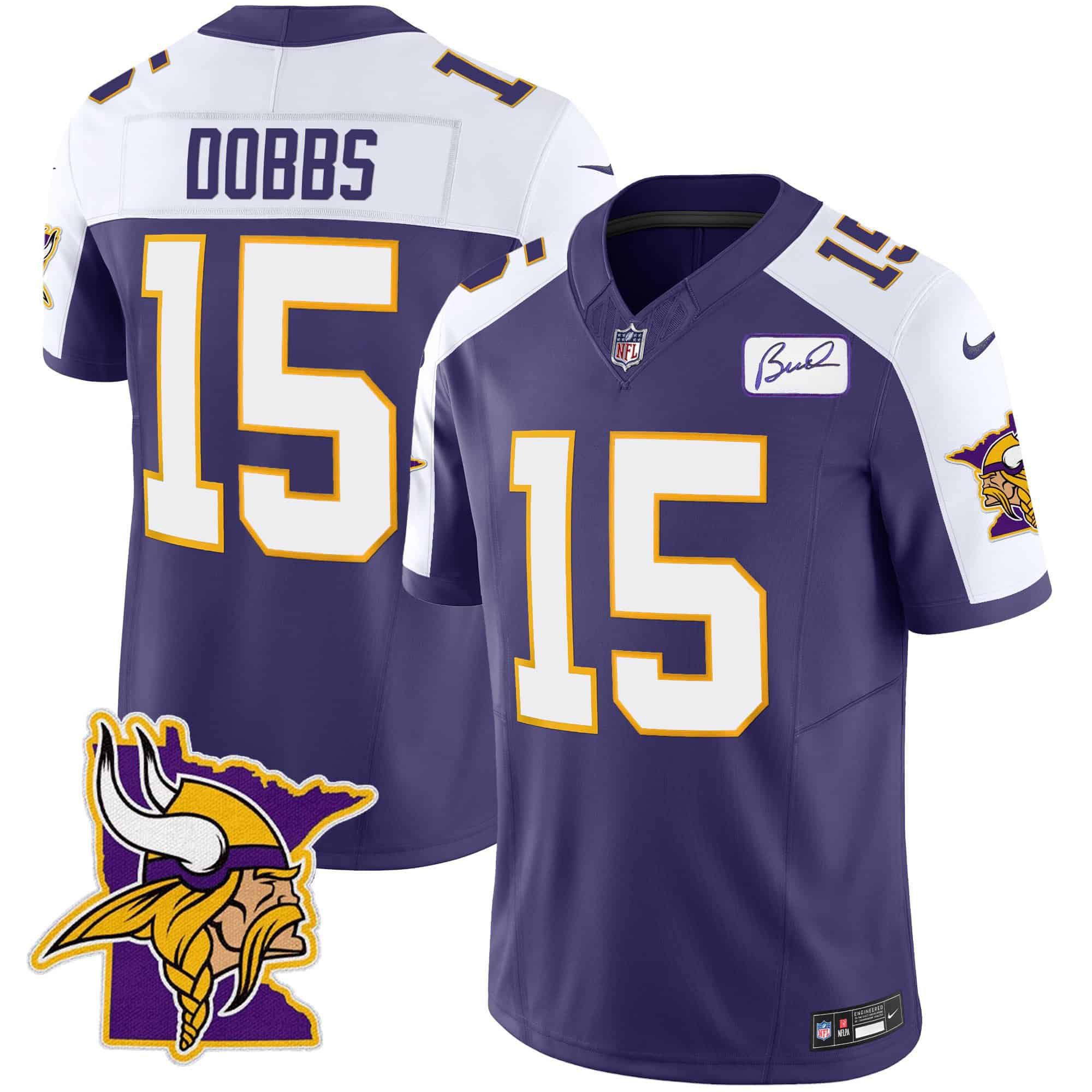 Men Minnesota Vikings #15 Dobbs Purple 2024 Nike Patch Classic Limited NFL Jersey->indianapolis colts->NFL Jersey